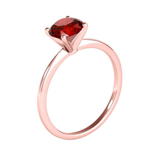 MAULI JEWELS 1.00 Carat Round Red Diamond Prong Set Classic Solitaire Ring In 18K Solid Rose White Yellow Gold, Mauli Jewels