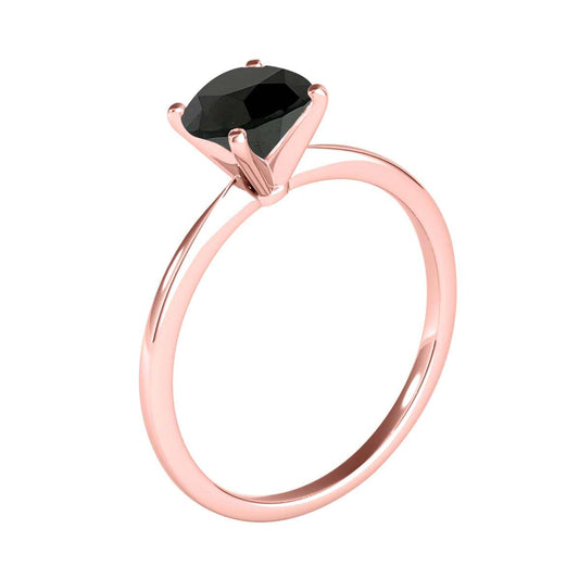MAULI JEWELS 1.50 Carat Round Black Diamond Prong Set Classic Solitaire Ring In 10K Solid Rose White Yellow Gold, Mauli Jewels