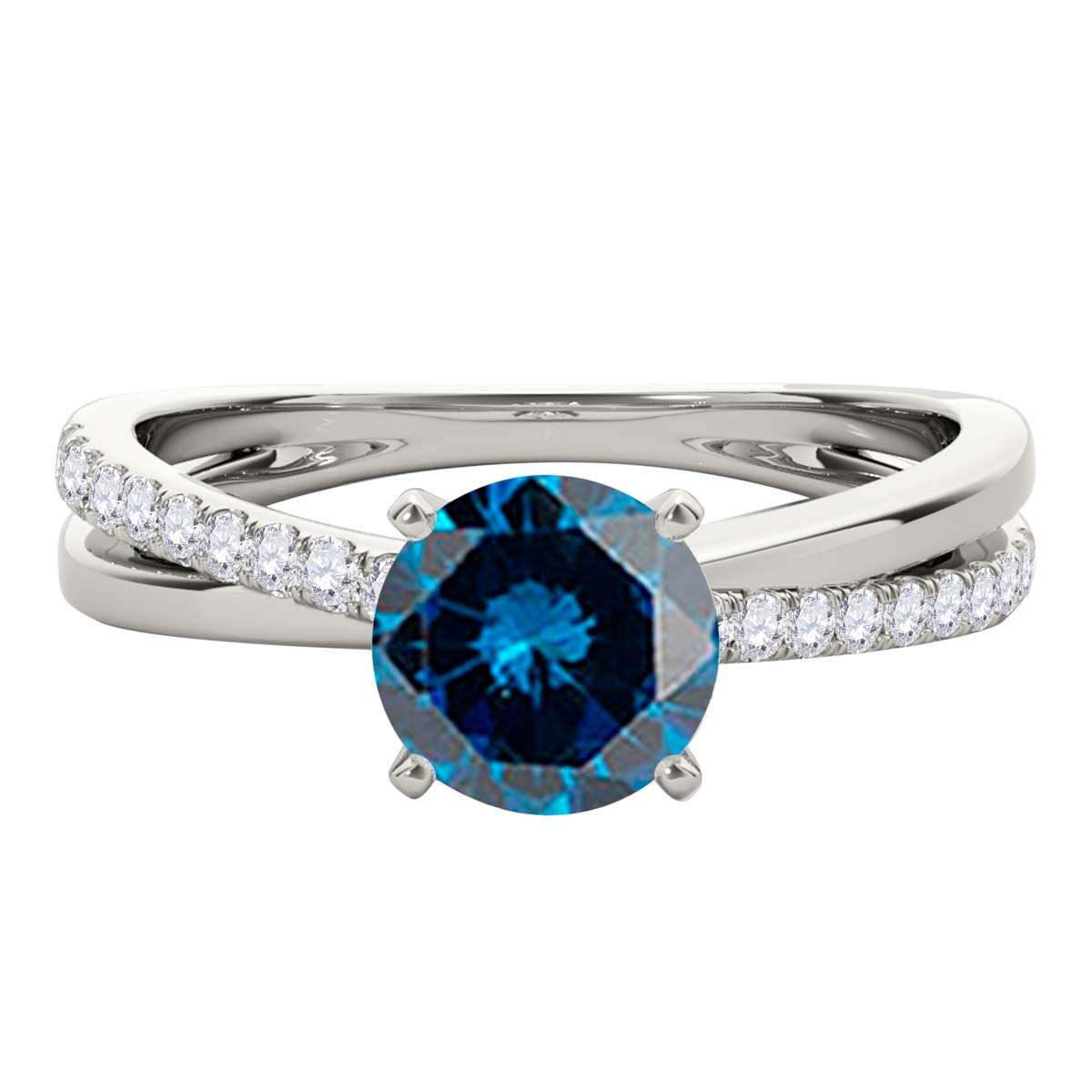 MAULI JEWELS 1.25 Carat Brilliant Cut Blue And White Diamond Twisted Shank Solitaire Engagement Wedding Ring In 10K Solid Rose Gold White Yellow Gold Mauli Jewels