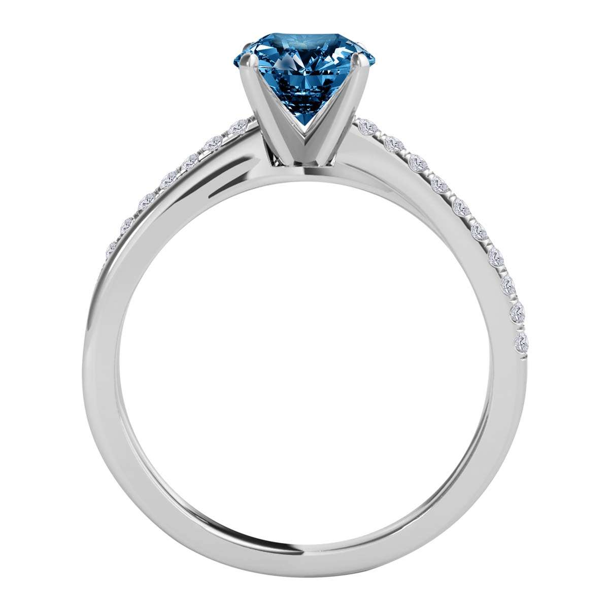 MAULI JEWELS 1.25 Carat Brilliant Cut Blue And White Diamond Twisted Shank Solitaire Engagement Wedding Ring In 10K Solid Rose Gold White Yellow Gold Mauli Jewels