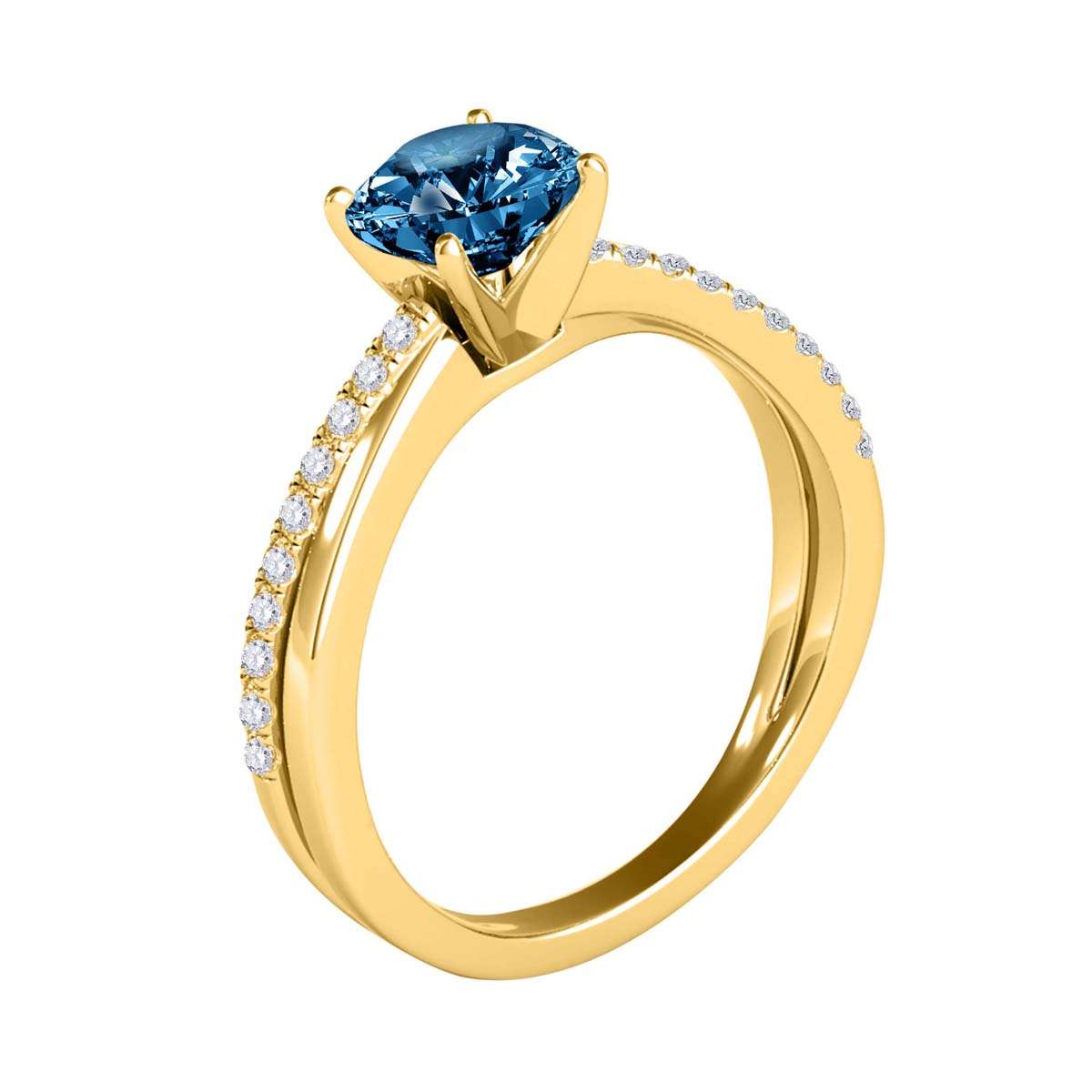 MAULI JEWELS 1.25 Carat Brilliant Cut Blue And White Diamond Twisted Shank Solitaire Engagement Wedding Ring In 10K Solid Rose Gold White Yellow Gold Mauli Jewels