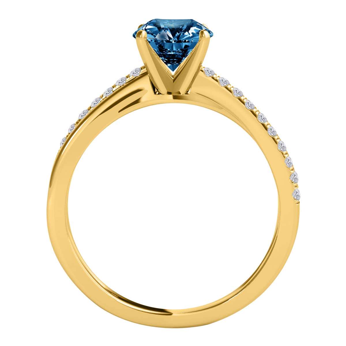 MAULI JEWELS 1.25 Carat Brilliant Cut Blue And White Diamond Twisted Shank Solitaire Engagement Wedding Ring In 10K Solid Rose Gold White Yellow Gold Mauli Jewels
