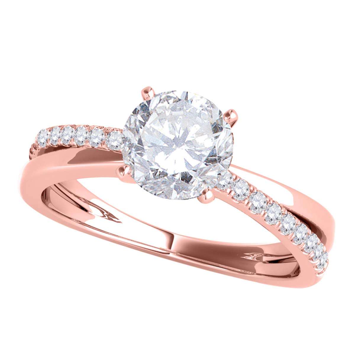 MAULI JEWELS 3/4 Carat Natural Round White Diamond (I-J/ I1-I2) Solitaire Twisted Shank Solitaire Engagement Ring In 14K Rose Gold, Ring Size 5 | Mauli Jewels