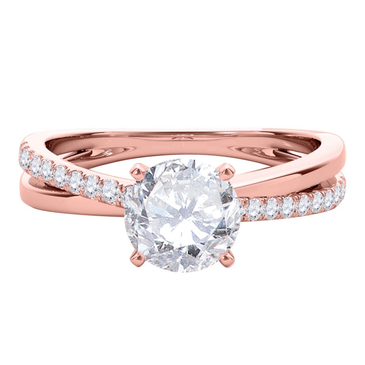MAULI JEWELS 3/4 Carat Natural Round White Diamond (I-J/ I1-I2) Solitaire Twisted Shank Solitaire Engagement Ring In 14K Rose Gold, Ring Size 5 | Mauli Jewels