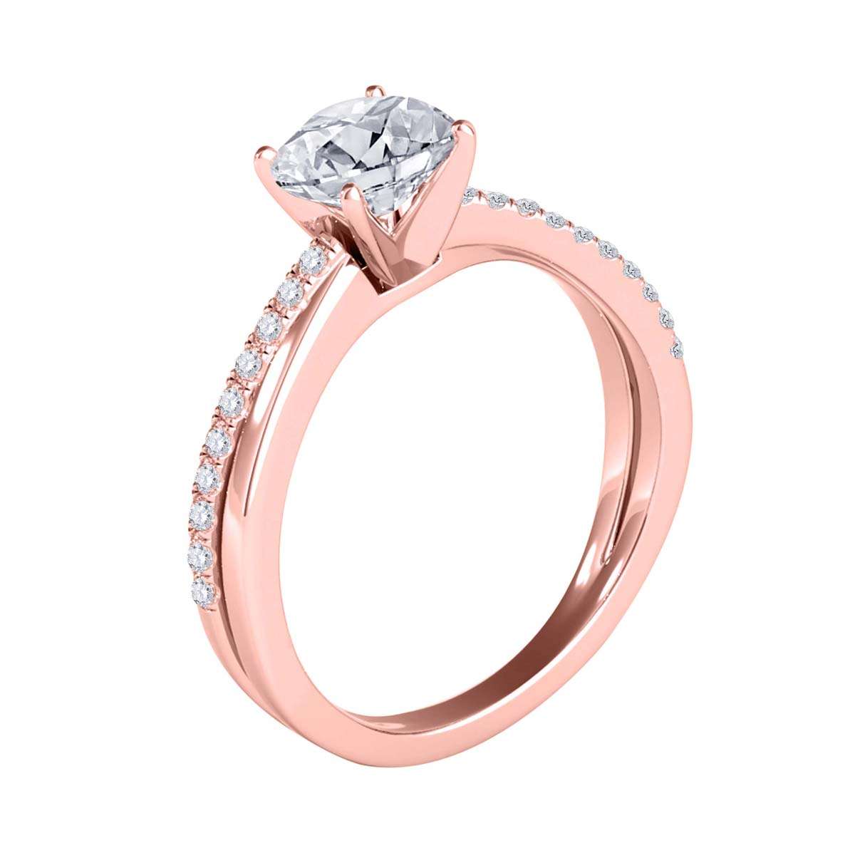 MAULI JEWELS 3/4 Carat Natural Round White Diamond (I-J/ I1-I2) Solitaire Twisted Shank Solitaire Engagement Ring In 14K Rose Gold, Ring Size 5 | Mauli Jewels