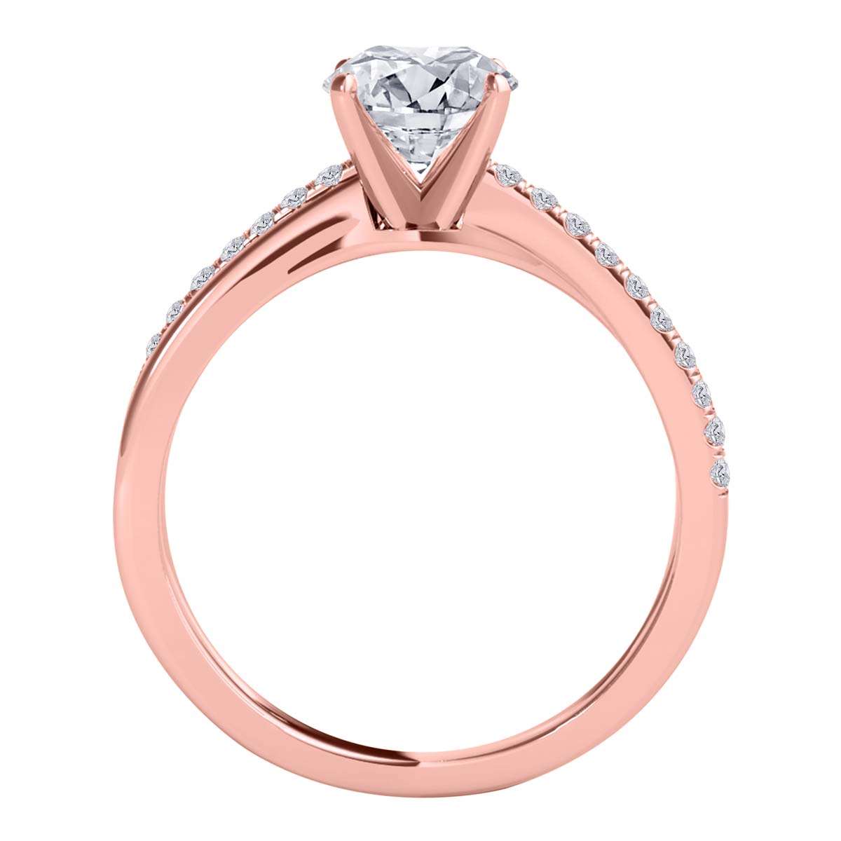 MAULI JEWELS 3/4 Carat Natural Round White Diamond (I-J/ I1-I2) Solitaire Twisted Shank Solitaire Engagement Ring In 14K Rose Gold, Ring Size 5 | Mauli Jewels