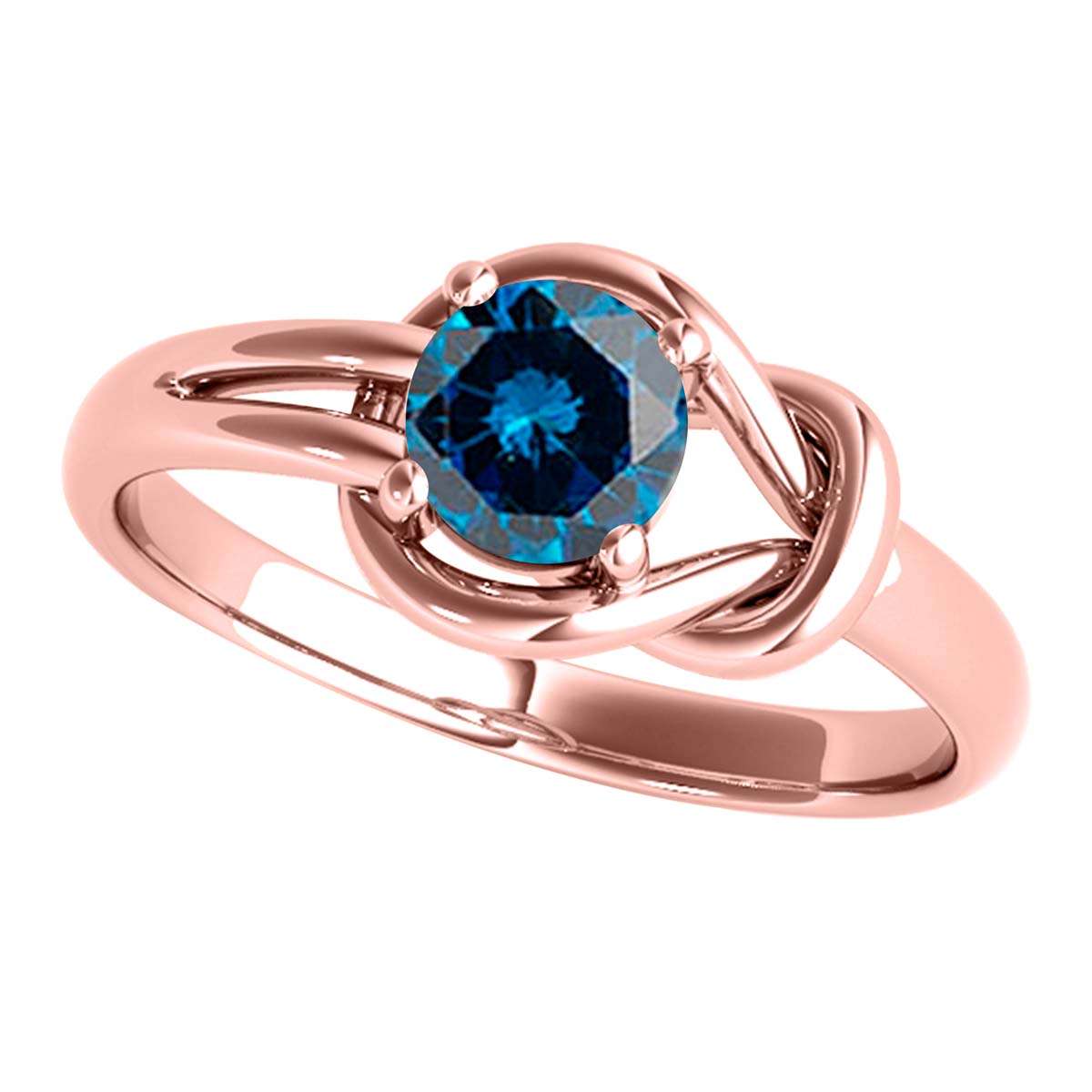 MAULI JEWELS 1.00 Carat Round Natural Blue Diamond Engagement Women Ring In 14K Solid White Rose Yellow Gold | Mauli Jewels