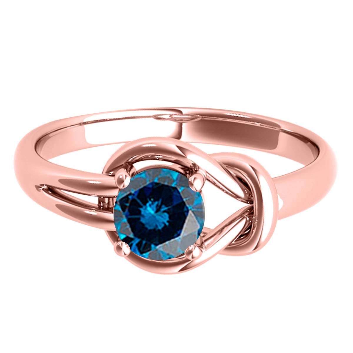MAULI JEWELS 1.00 Carat Round Natural Blue Diamond Engagement Women Ring In 14K Solid White Rose Yellow Gold | Mauli Jewels