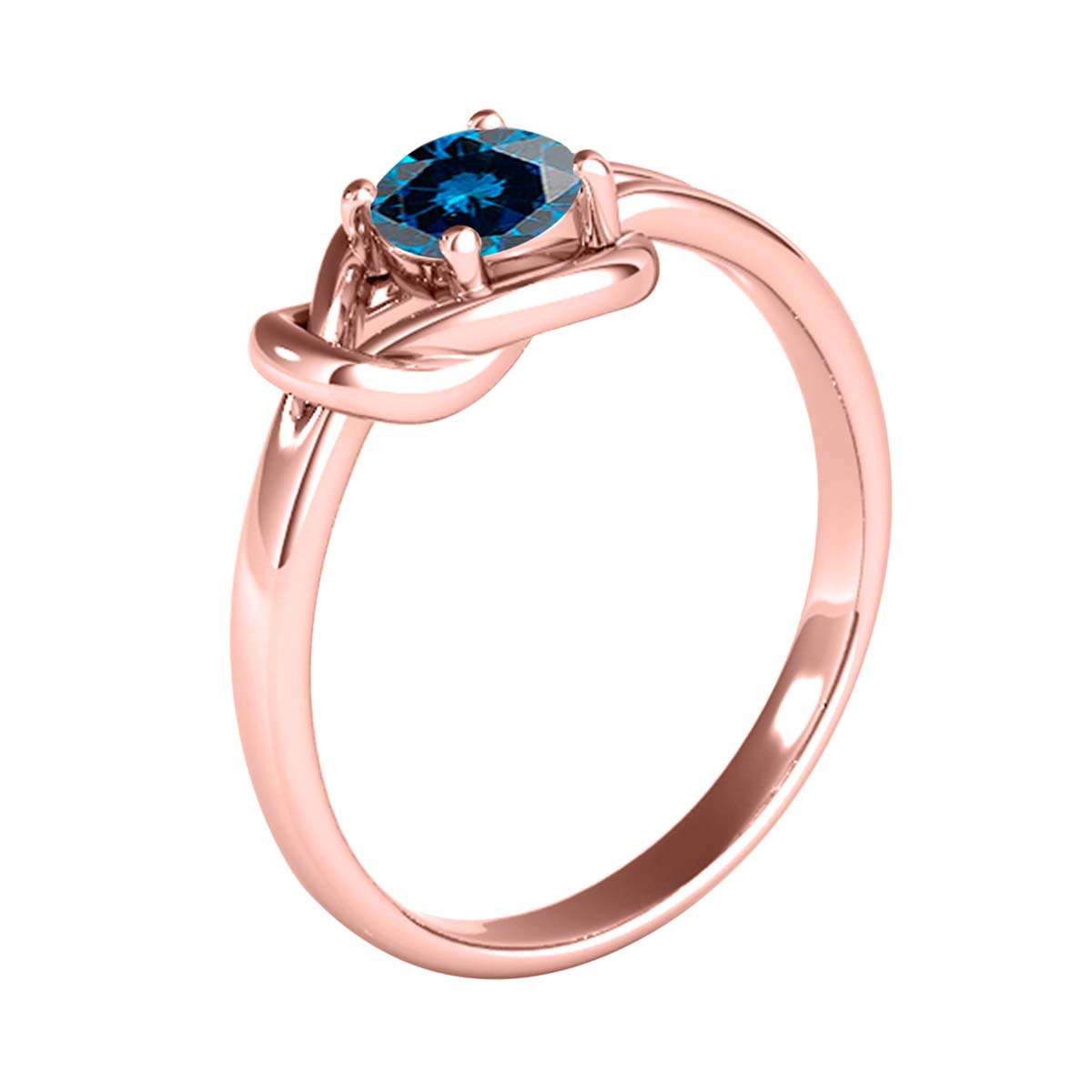 MAULI JEWELS 1.00 Carat Round Natural Blue Diamond Engagement Women Ring In 14K Solid White Rose Yellow Gold | Mauli Jewels
