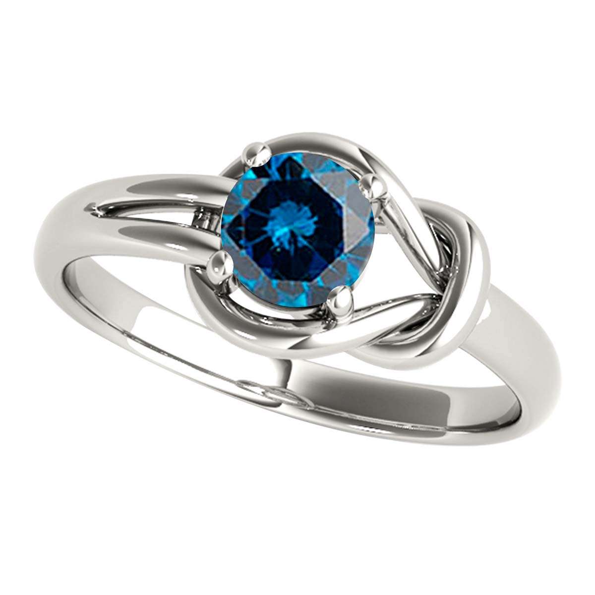 MAULI JEWELS 1.00 Carat Round Natural Blue Diamond Engagement Women Ring In 14K Solid White Rose Yellow Gold | Mauli Jewels
