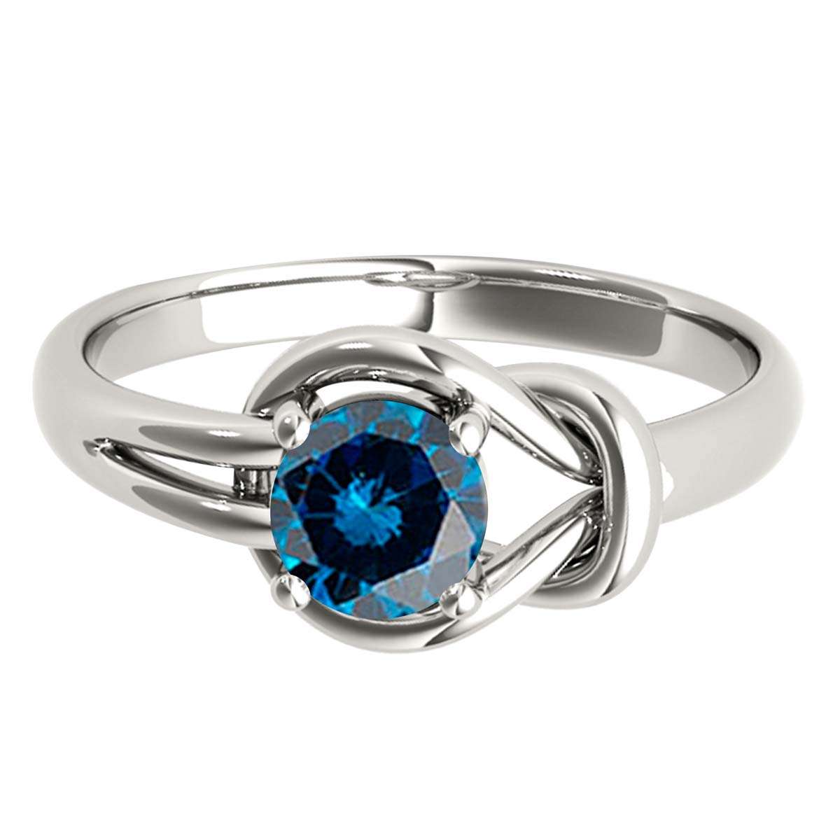 MAULI JEWELS 1.00 Carat Round Natural Blue Diamond Engagement Women Ring In 14K Solid White Rose Yellow Gold | Mauli Jewels