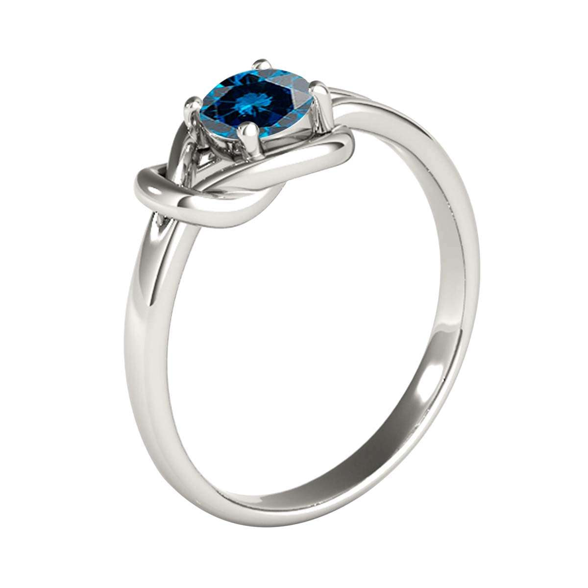 MAULI JEWELS 1.00 Carat Round Natural Blue Diamond Engagement Women Ring In 14K Solid White Rose Yellow Gold | Mauli Jewels