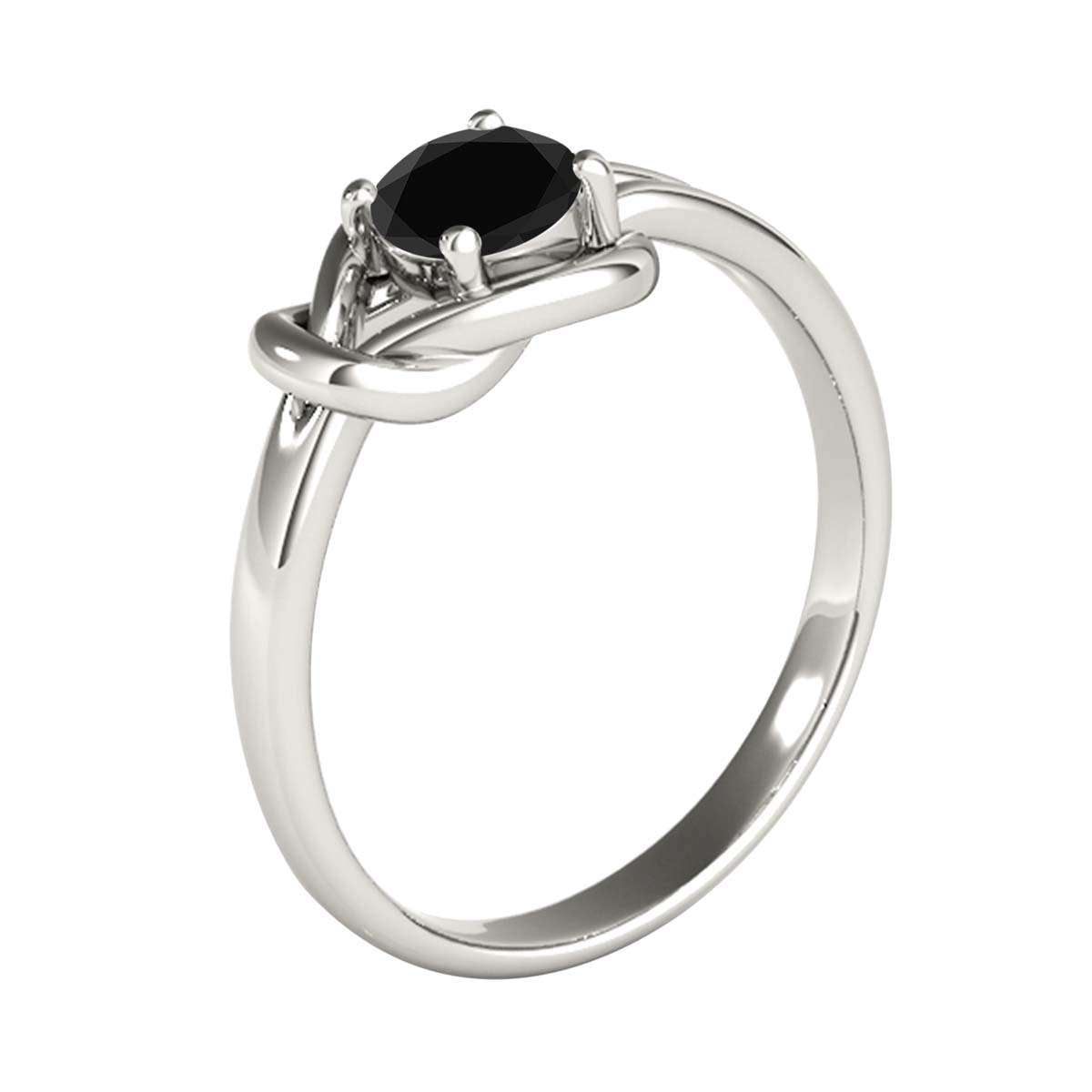 1.00 Carat Natural Black Diamond Love Knot Engagement Wedding Ring For Women In 14K Solid White Rose Yellow Gold Mauli Jewels