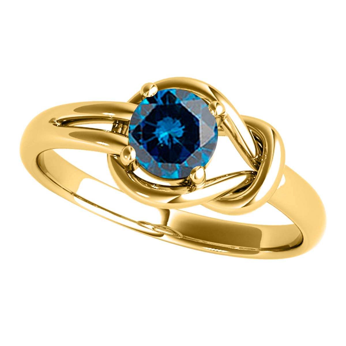 MAULI JEWELS 1.00 Carat Round Natural Blue Diamond Engagement Women Ring In 14K Solid White Rose Yellow Gold | Mauli Jewels