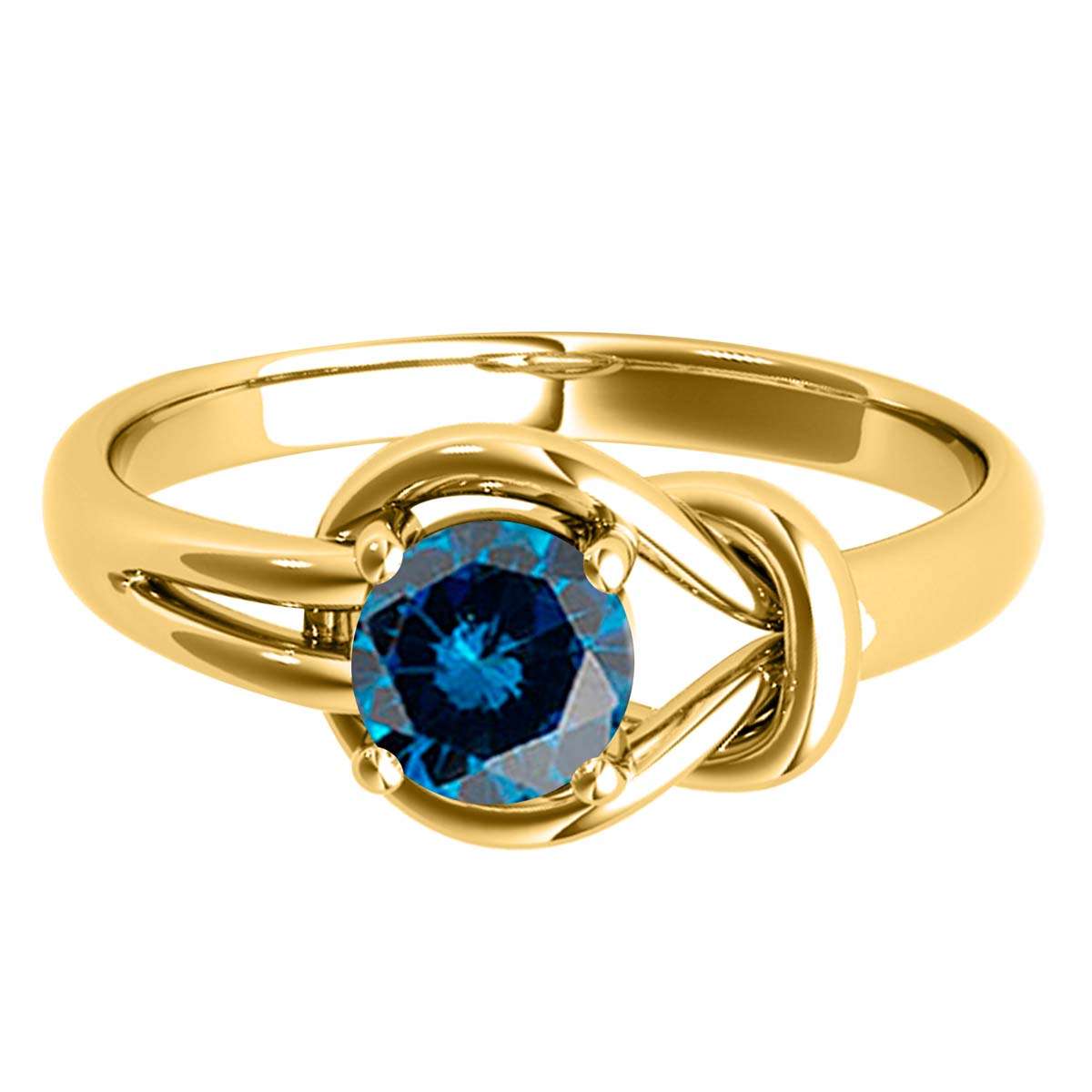 MAULI JEWELS 1.00 Carat Round Natural Blue Diamond Engagement Women Ring In 14K Solid White Rose Yellow Gold | Mauli Jewels