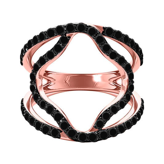 MAULIJEWELS 3/4 Carat Prong Set Black Diamond Engagement Ring for Women in 10K White, Rose, or Yellow Gold Mauli Jewels