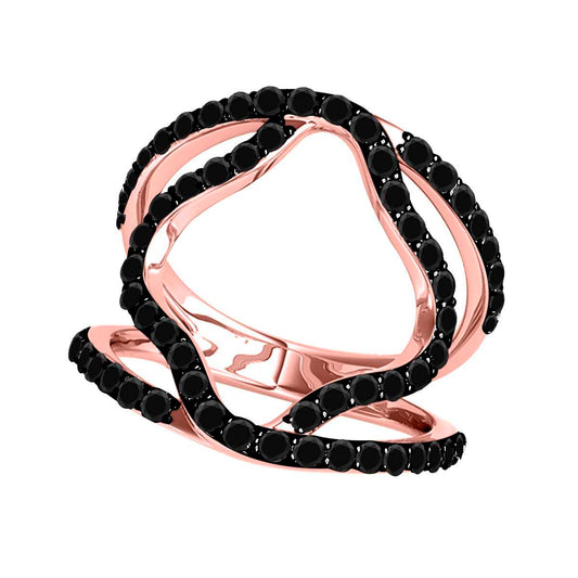 MAULIJEWELS 3/4 Carat Prong Set Black Diamond Engagement Ring for Women in 10K White, Rose, or Yellow Gold Mauli Jewels