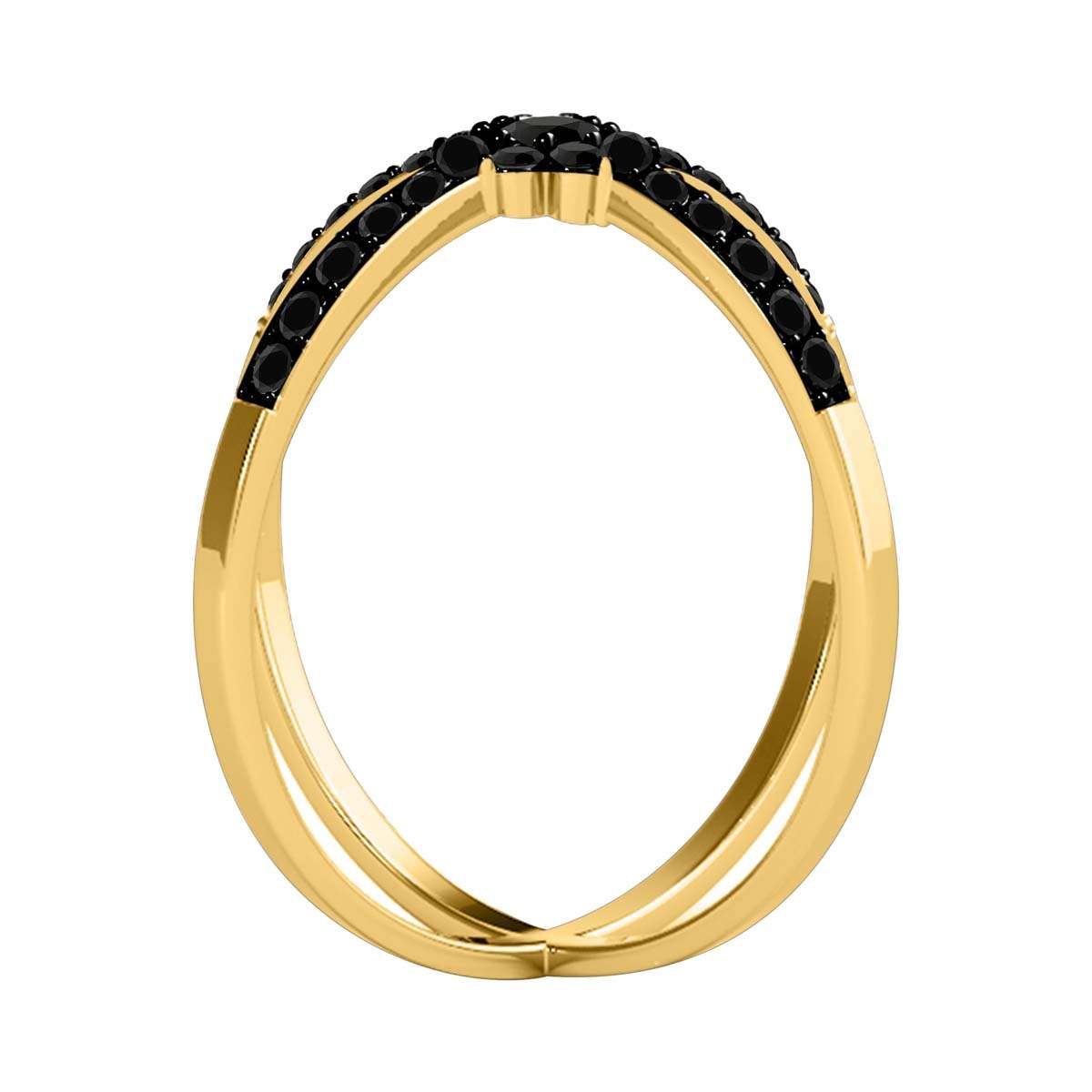 MAULI JEWELS 0.30 Carat Round Natural Black Diamond Criss-Cross Engagement Ring for Women in 10K Solid Rose, White, or Yellow Gold Mauli Jewels