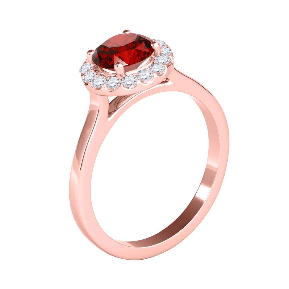 1.25 Carat Brilliant Cut Red And White Diamond Halo Engagement Wedding Ring For Women In 14K Solid Rose White Yellow Gold Mauli Jewels