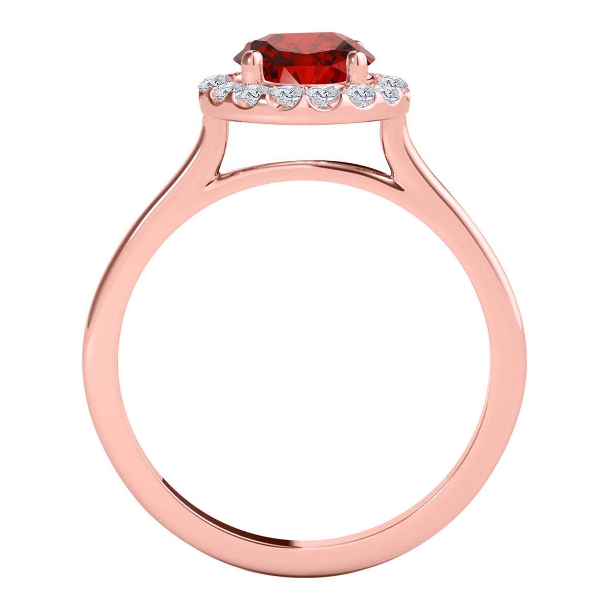 1.25 Carat Brilliant Cut Red And White Diamond Halo Engagement Wedding Ring For Women In 14K Solid Rose White Yellow Gold Mauli Jewels
