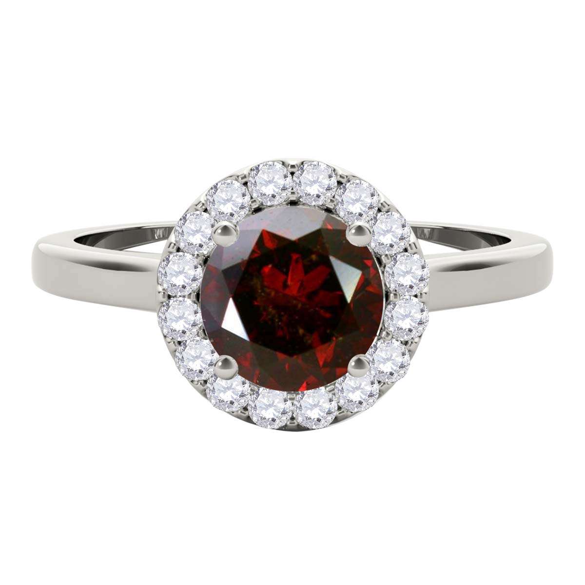 1.25 Carat Brilliant Cut Red And White Diamond Halo Engagement Wedding Ring For Women In 14K Solid Rose White Yellow Gold Mauli Jewels