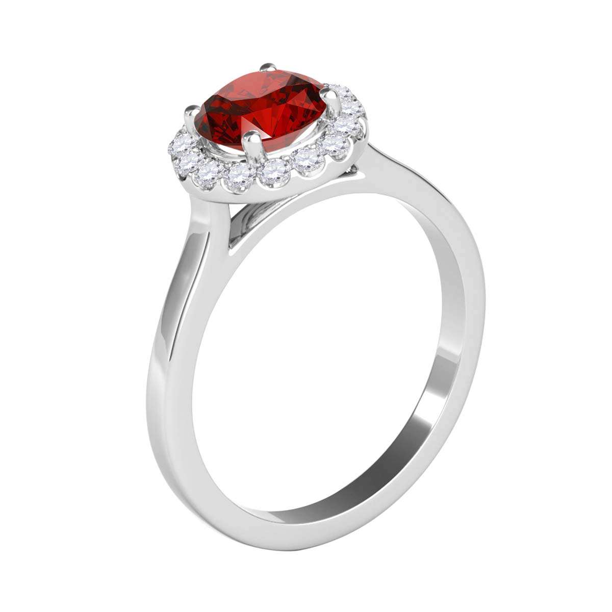 1.25 Carat Brilliant Cut Red And White Diamond Halo Engagement Wedding Ring For Women In 14K Solid Rose White Yellow Gold Mauli Jewels