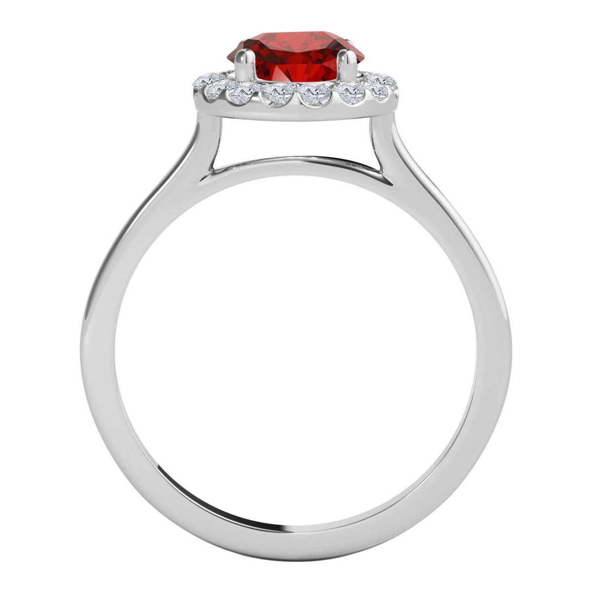 1.25 Carat Brilliant Cut Red And White Diamond Halo Engagement Wedding Ring For Women In 14K Solid Rose White Yellow Gold Mauli Jewels