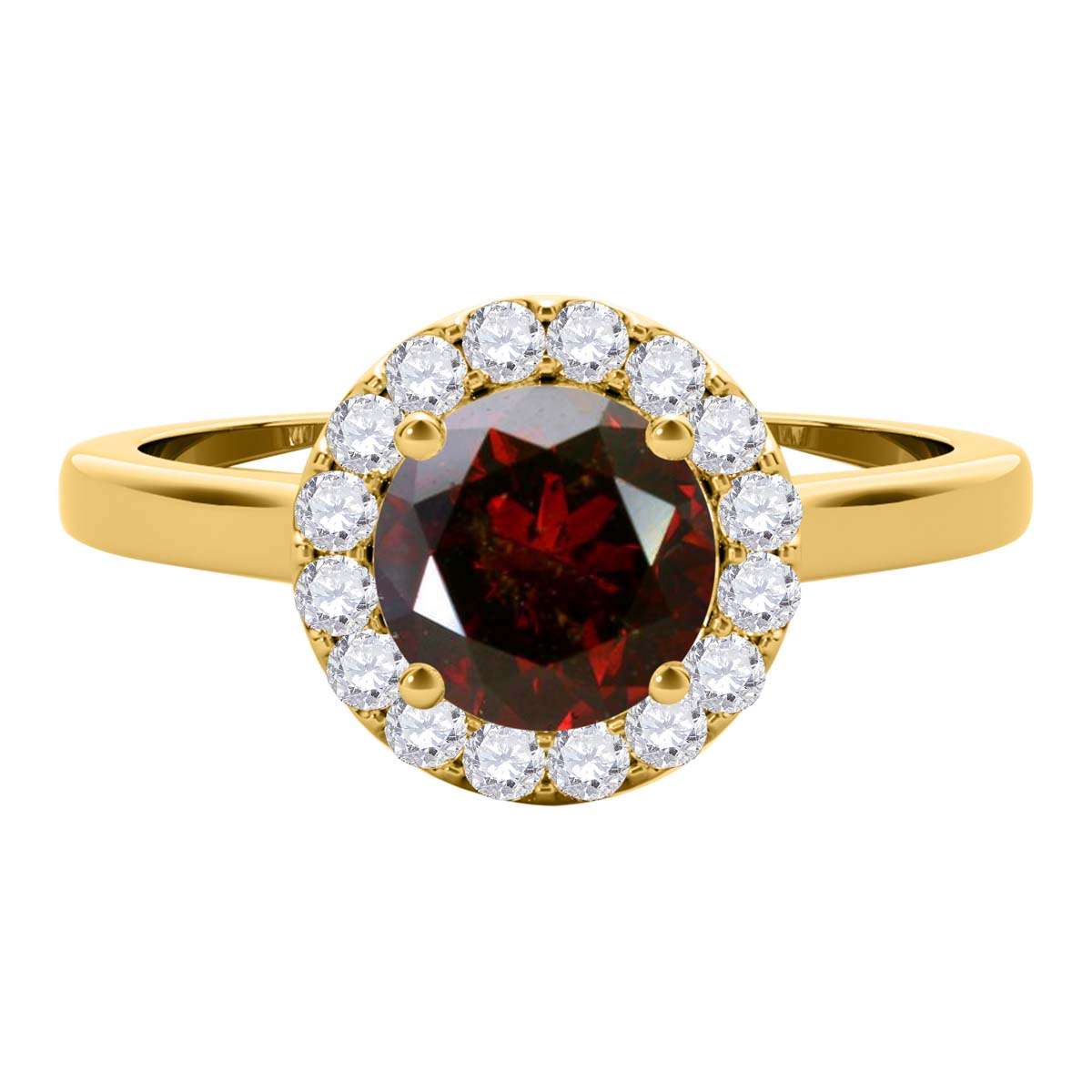 1.25 Carat Brilliant Cut Red And White Diamond Halo Engagement Wedding Ring For Women In 14K Solid Rose White Yellow Gold Mauli Jewels