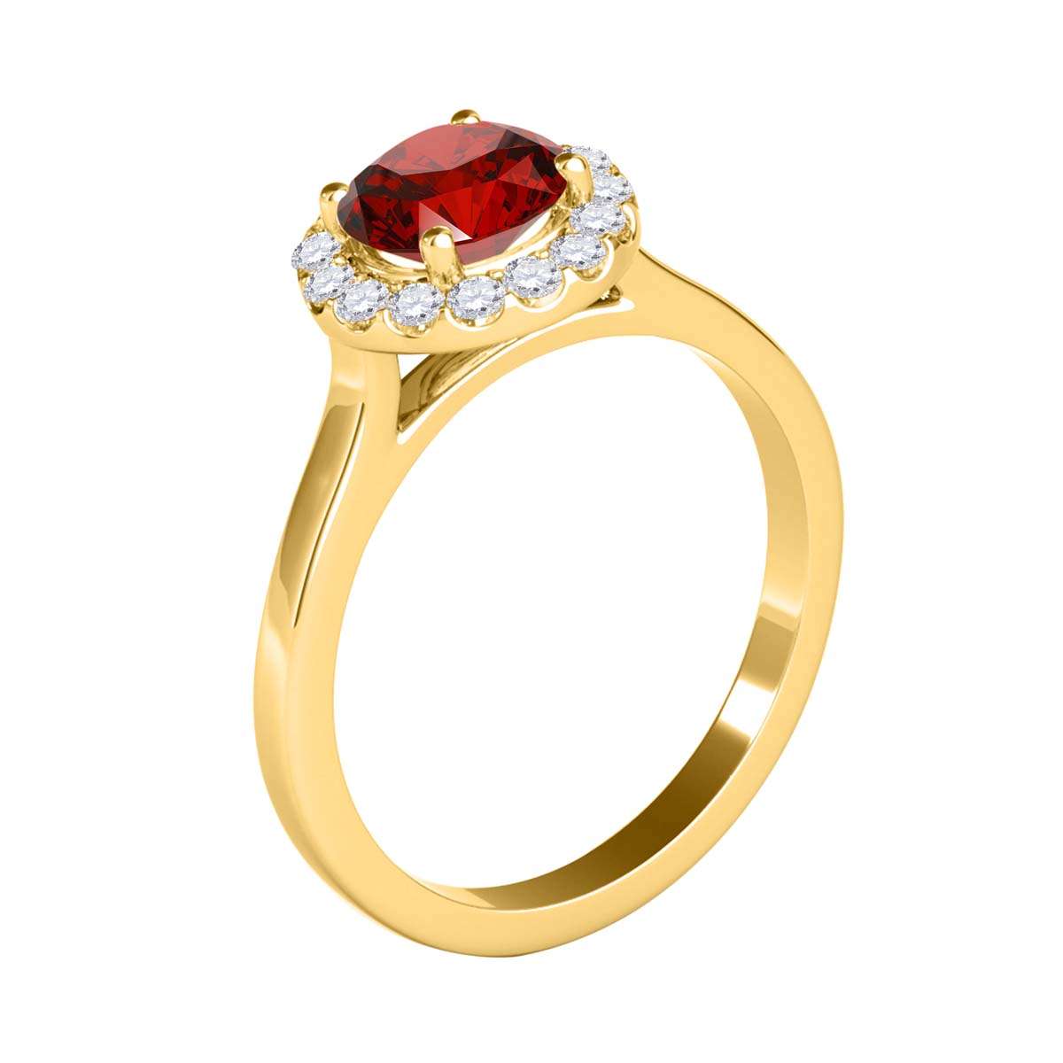 1.25 Carat Brilliant Cut Red And White Diamond Halo Engagement Wedding Ring For Women In 14K Solid Rose White Yellow Gold Mauli Jewels