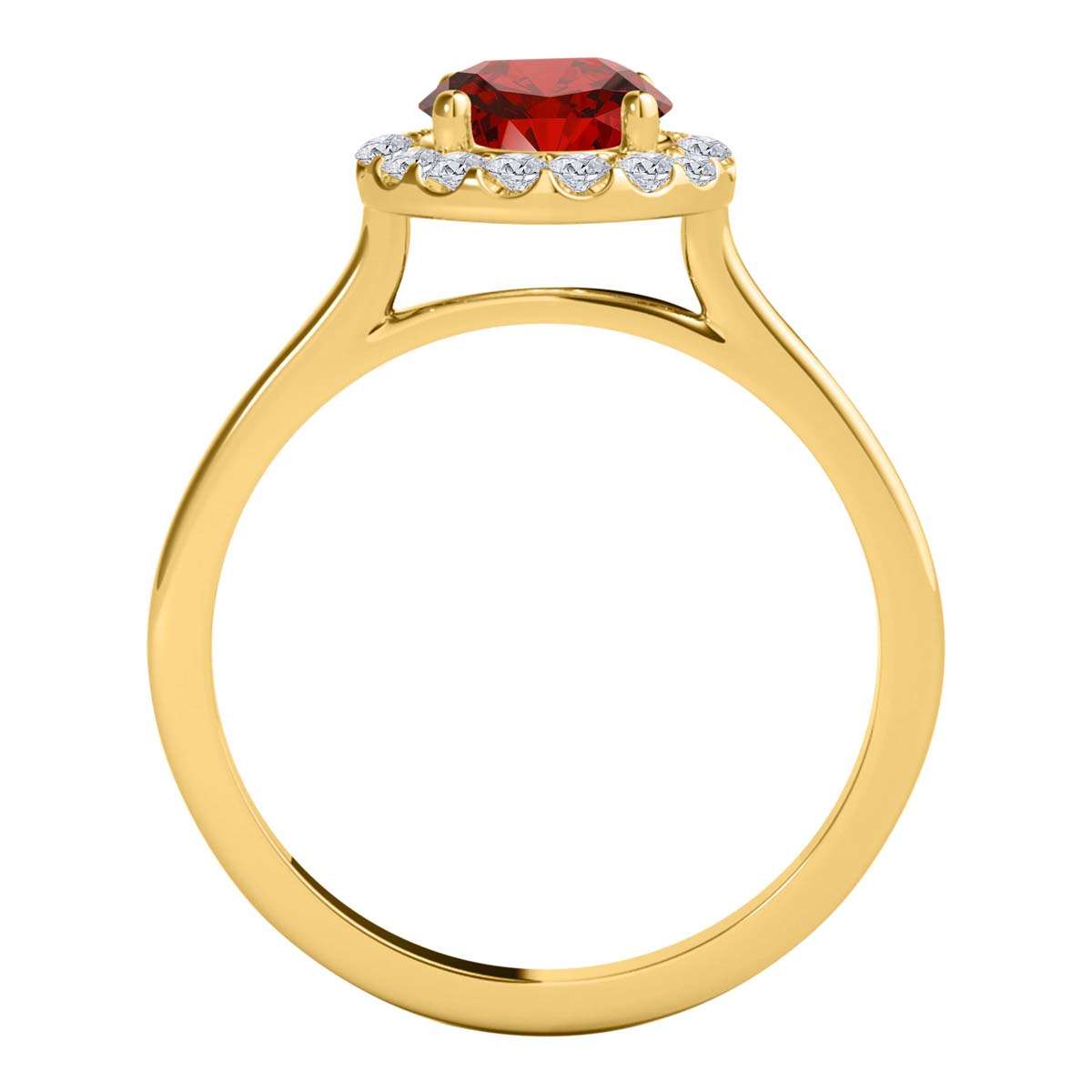1.25 Carat Brilliant Cut Red And White Diamond Halo Engagement Wedding Ring For Women In 14K Solid Rose White Yellow Gold Mauli Jewels