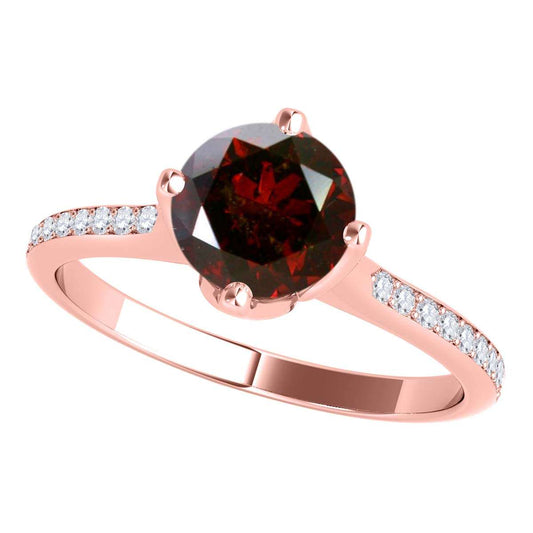 1.15 Carat Red And White Diamond Engagement Wedding Ring For Women In 14K Solid Rose White Yellow Gold Mauli Jewels