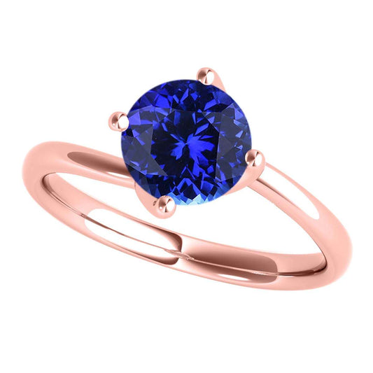 Maulijewels 1.05 Carat 6MM Round Tanzanite Solitaire Ring For Women's In 18K Solid Rose White Yellow Gold Best Jewelry Gift For Women Mauli Jewels