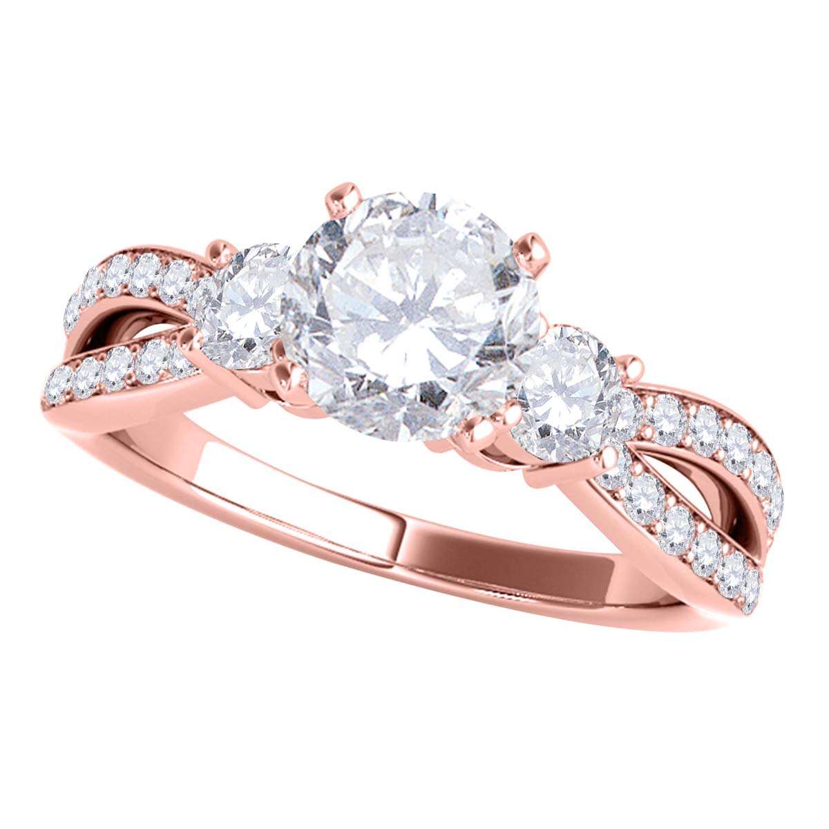 1.0 Carat Natural Diamond Split Shank Engagement Wedding Rings For Women (I-J,I2-I3) In 14K Gold Mauli Jewels