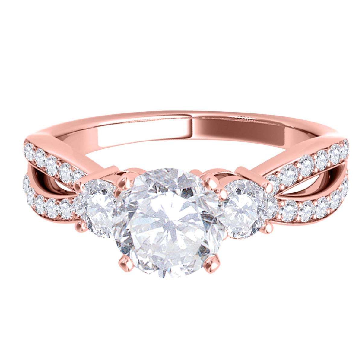 1.0 Carat Natural Diamond Split Shank Engagement Wedding Rings For Women (I-J,I2-I3) In 14K Gold Mauli Jewels