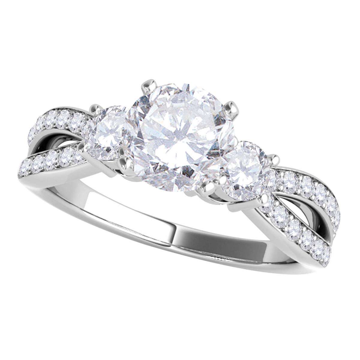 1.0 Carat Natural Diamond Split Shank Engagement Wedding Rings For Women (I-J,I2-I3) In 14K Gold Mauli Jewels