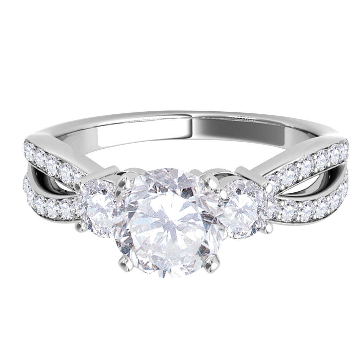 1.0 Carat Natural Diamond Split Shank Engagement Wedding Rings For Women (I-J,I2-I3) In 14K Gold Mauli Jewels
