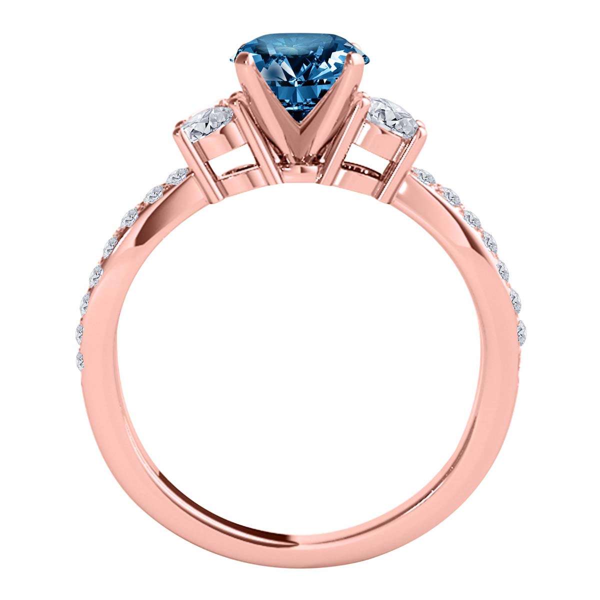 MAULI JEWELS Diamond Engagement Ring 1.75 Carat Natural Blue Diamond Split Shank In 14K White Rose Yellow Gold | Mauli Jewels