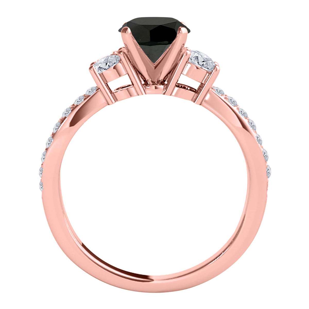 MAULI JEWELS Diamond Engagement Ring 1.75 Carat Natural Black Diamond Split Shank In 14K White Rose Yellow Gold | Mauli Jewels