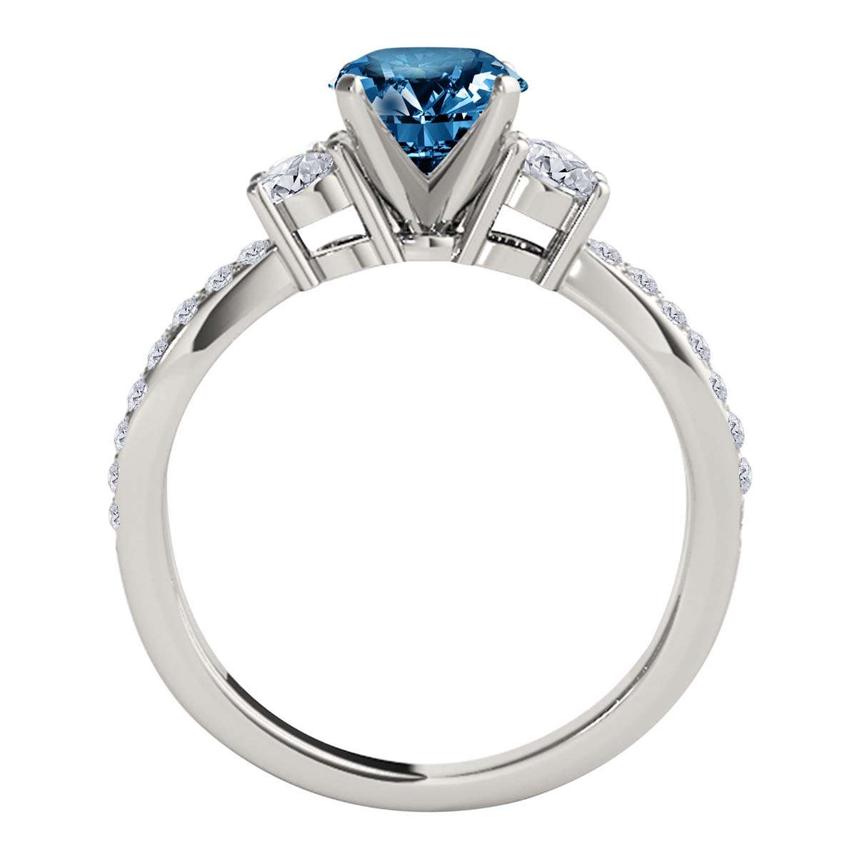MAULI JEWELS Diamond Engagement Ring 1.75 Carat Natural Blue Diamond Split Shank In 14K White Rose Yellow Gold | Mauli Jewels