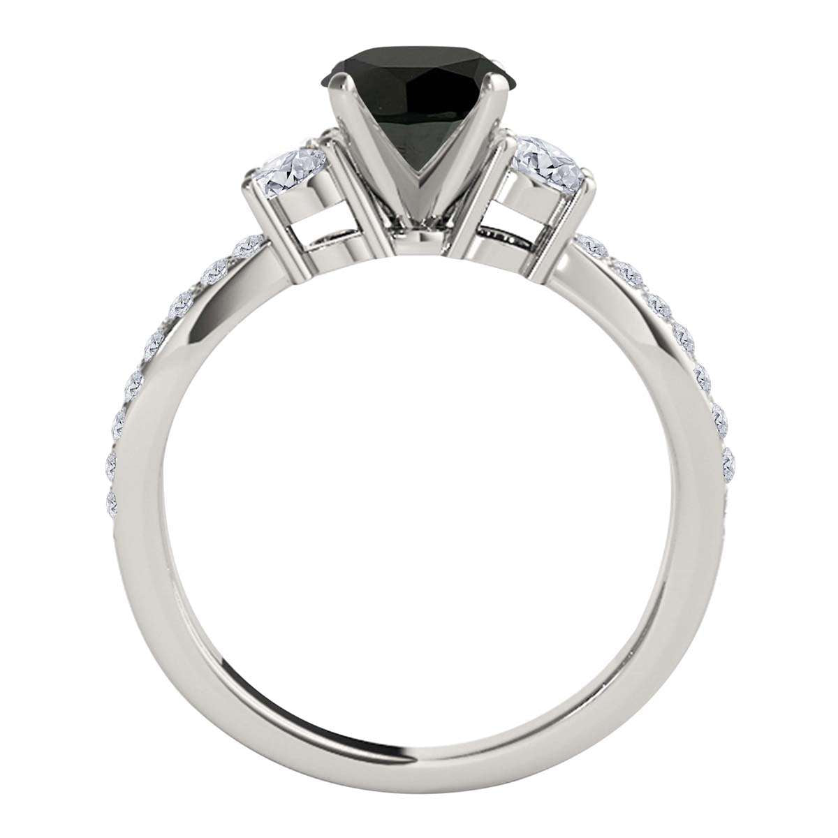 MAULI JEWELS Diamond Engagement Ring 1.75 Carat Natural Black Diamond Split Shank In 14K White Rose Yellow Gold | Mauli Jewels