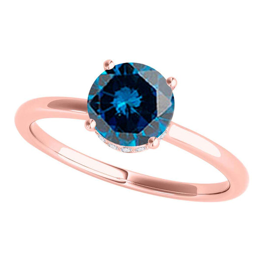1.05 Carat Natural Blue & White Diamond Engagement Wedding Ring For Women In 18K White Rose Yellow Gold Mauli Jewels