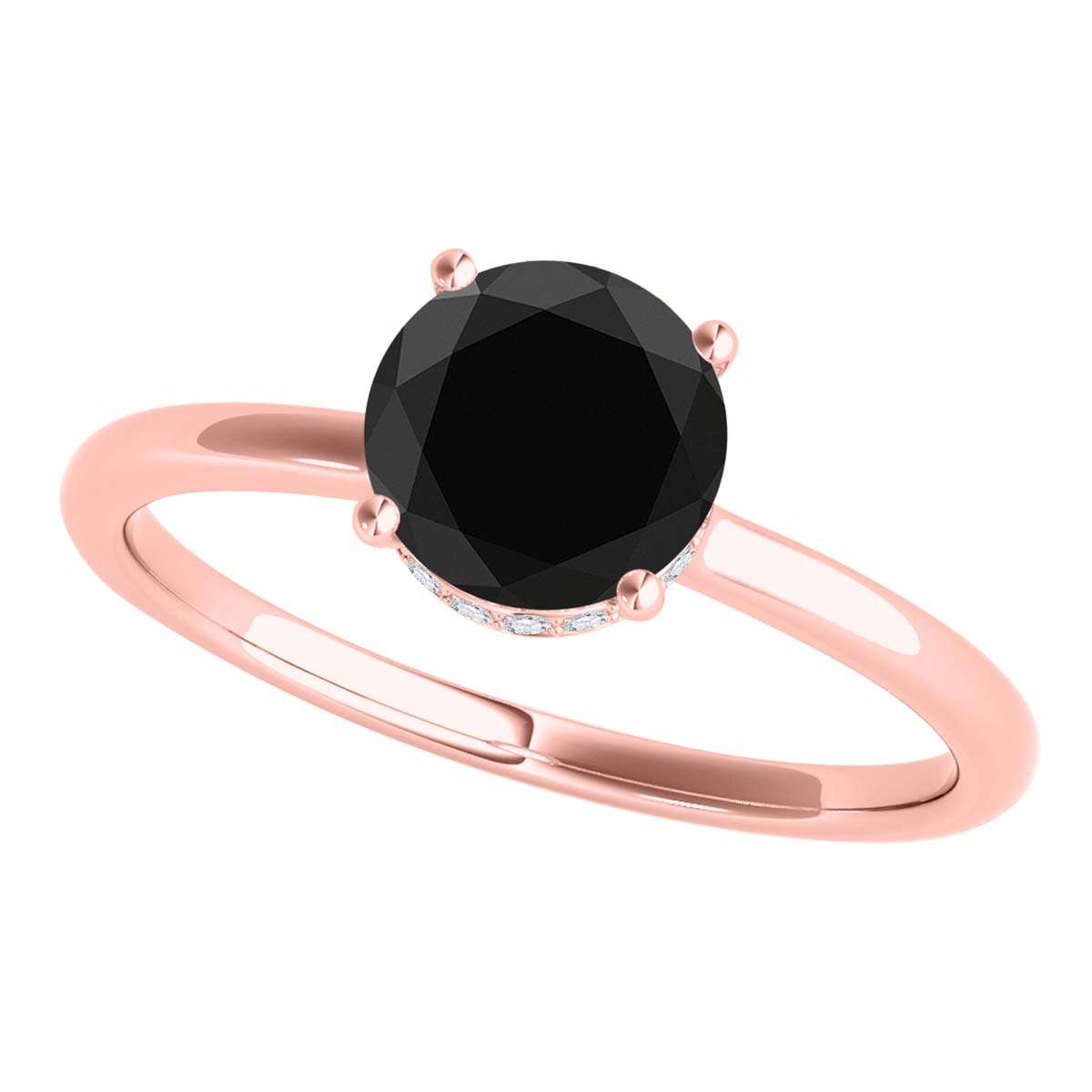 1.05 Carat Natural Black & White Diamond Engagement Solitaire Ring For Women In 18K White Rose Yellow Gold Mauli Jewels