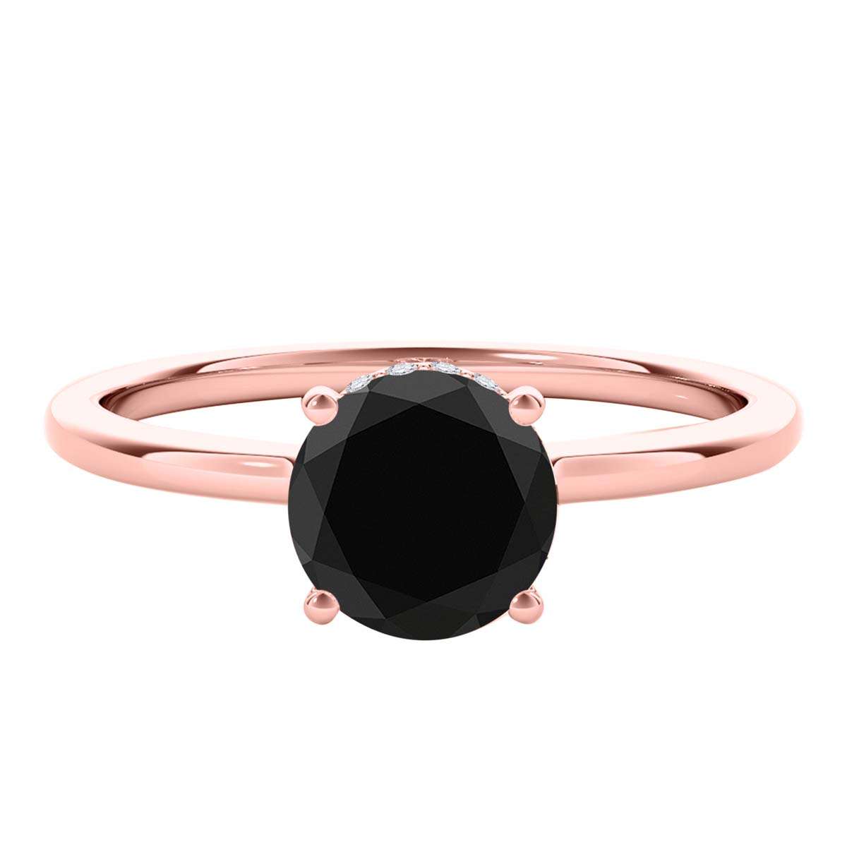 1.05 Carat Natural Black & White Diamond Engagement Solitaire Ring For Women In 18K White Rose Yellow Gold Mauli Jewels