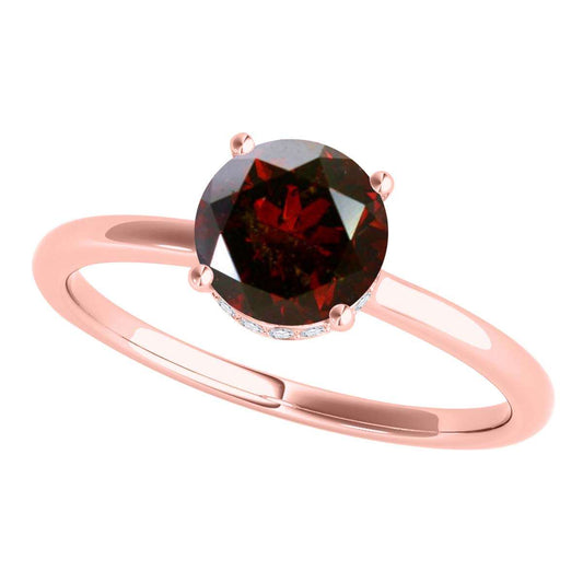 MAULI JEWELS 1.05 Carat Natural Red & White Diamond Solitaire Engagement Ring For Women In 18K White Rose Yellow Gold Mauli Jewels