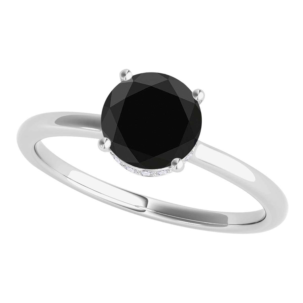 1.05 Carat Natural Black & White Diamond Engagement Solitaire Ring For Women In 18K White Rose Yellow Gold Mauli Jewels