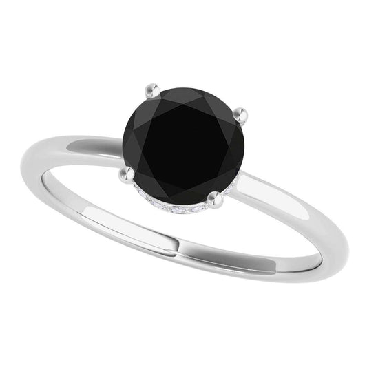 1.05 Carat Natural Black & White Diamond Engagement Solitaire Ring For Women In 18K White Rose Yellow Gold Mauli Jewels