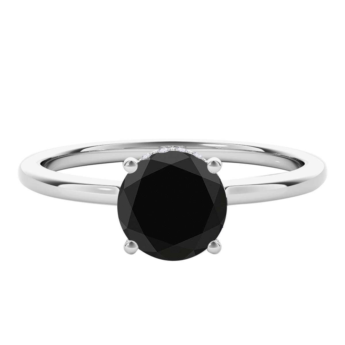 1.05 Carat Natural Black & White Diamond Engagement Solitaire Ring For Women In 18K White Rose Yellow Gold Mauli Jewels