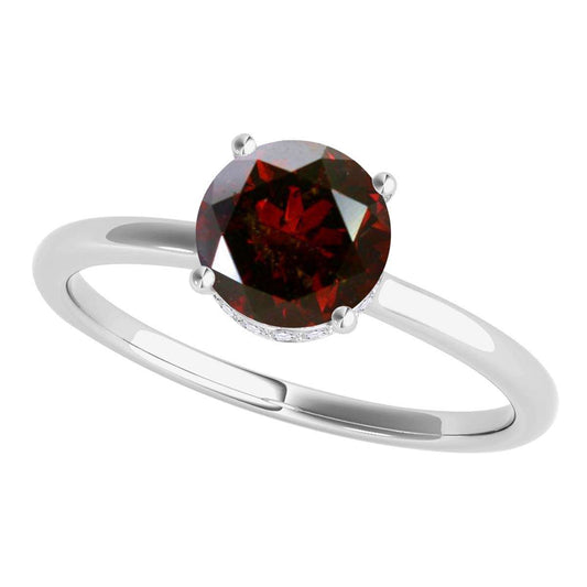 MAULI JEWELS 1.05 Carat Natural Red & White Diamond Solitaire Engagement Ring For Women In 18K White Rose Yellow Gold Mauli Jewels