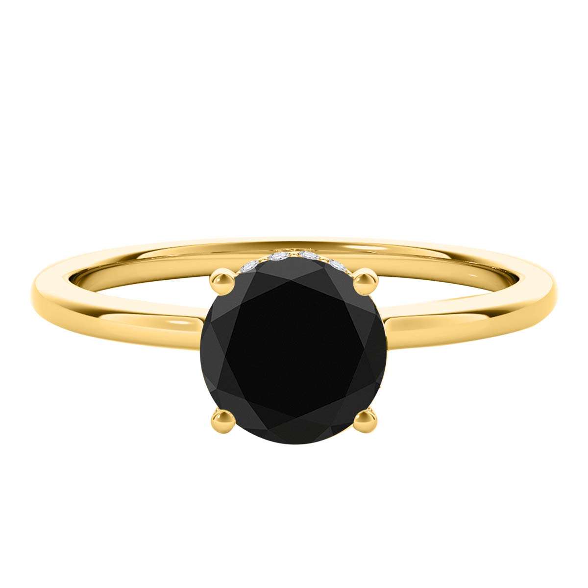 1.05 Carat Natural Black & White Diamond Engagement Solitaire Ring For Women In 18K White Rose Yellow Gold Mauli Jewels