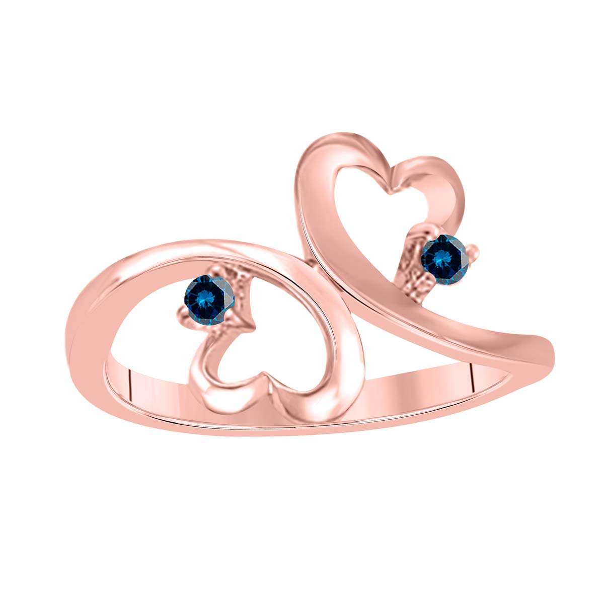 0.10 Carat Natural Blue Diamond Two-Stone Wedding Band in 10K White, Rose, or Yellow Gold Mauli Jewels